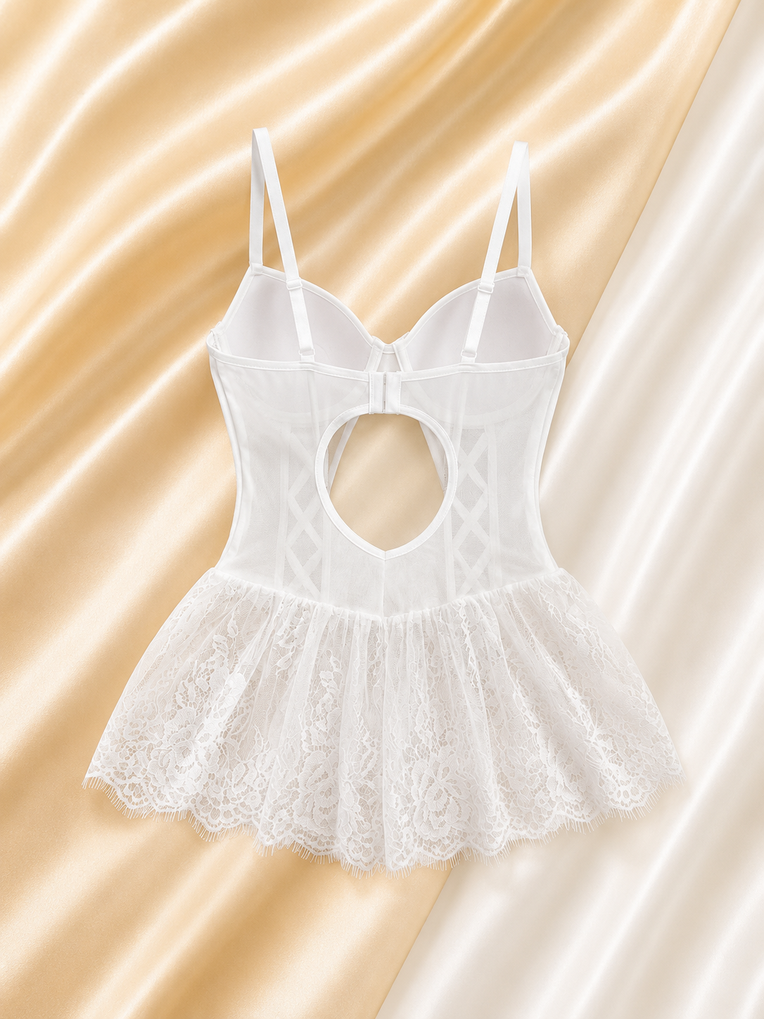 Beyaz Dantel Babydoll Takımı